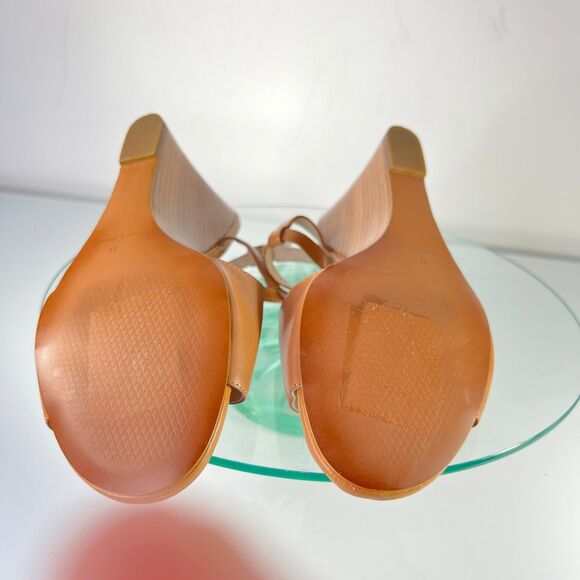 Cole Haan Maddie Wedge Sandals Brown Leather Ankle Strap W14236 open toe - Picture 7 of 9